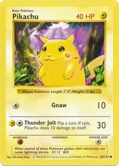Pikachu Shadowless Red Cheeks 58