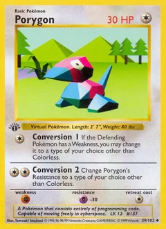 Porygon Shadowless 39