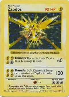 Zapdos Shadowless 16